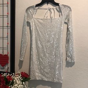 Silver and white dress